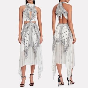 Dion Lee Size Ivory Bandana Print Knot Asymmetrical Dress